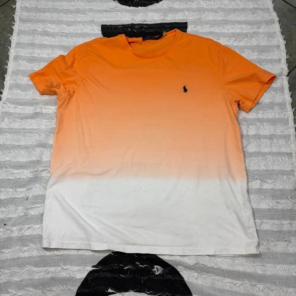 POLO RALPH LAUREN aside degrade orange white original brand Sz L Boho Preppy